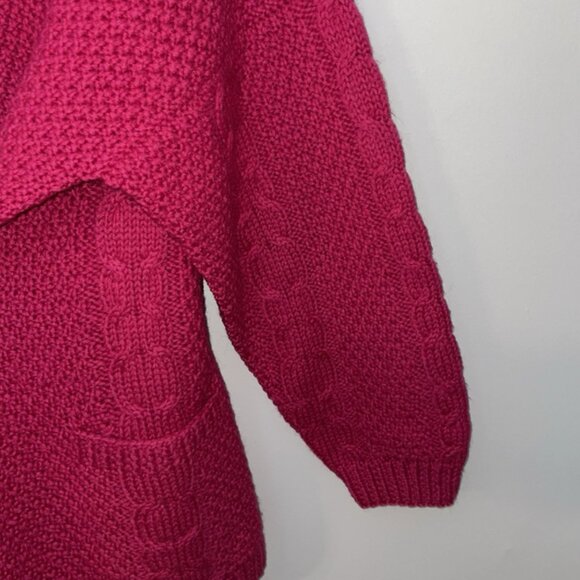 Vintage LL Bean Women’s 100% Wool Sweater Fisherman Cable Knit XL Pockets - Picture 12 of 16